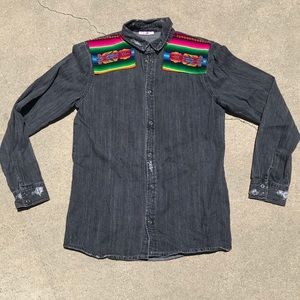 Pamela V Embroidered Denim Button Up